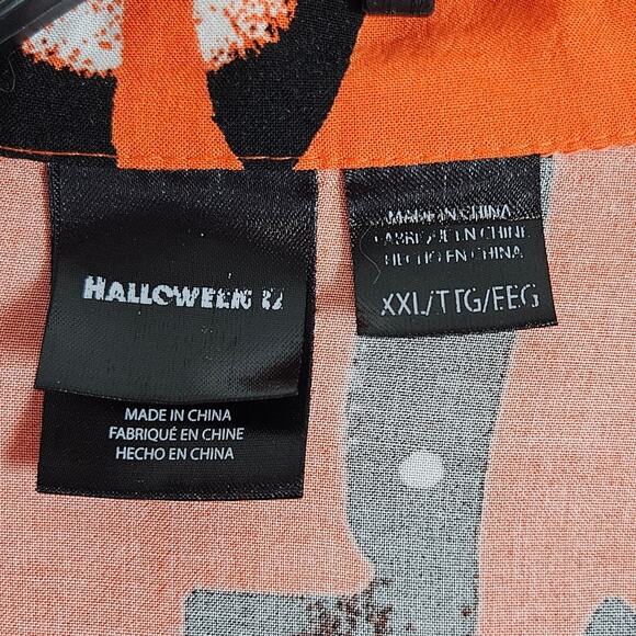 Halloween II Button Up Shirt Mens XXL Orange Michael Myers Horror Movie Slasher - Picture 3 of 8